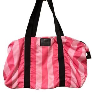 Victoria’s Secret Pink Signature Tote Hot Pink Light Pink Stripes Duffle Gym Bag